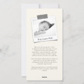  handschrift, baby's eerste kerstfoto feestdagenkaart (Achterkant)