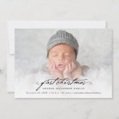 handschrift, baby's eerste kerstfoto feestdagenkaart (Voorkant)