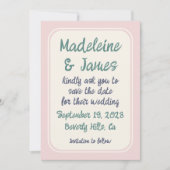 Handschrift Bold Retro Typografie Roze Groen Save The Date (Voorkant)