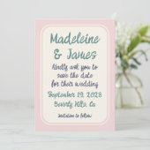 Handschrift Bold Retro Typografie Roze Groen Save The Date (Staand voorkant)
