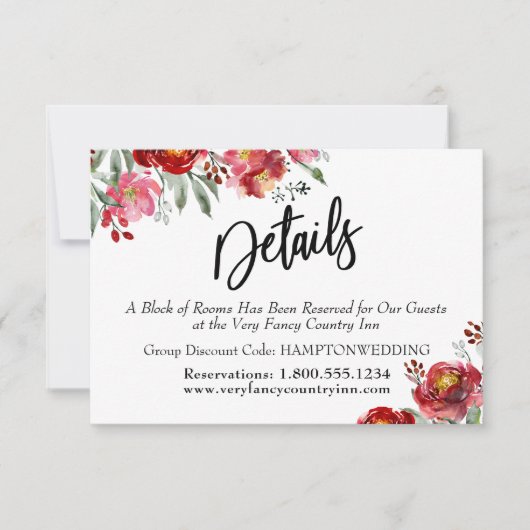 Handschrift Details Bourgondische rode bloemen beh Save The Date (Voorkant)
