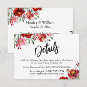 Handschrift Details Bourgondische rode bloemen beh Save The Date (Voorkant / Achterkant)