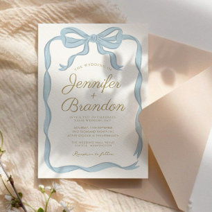 Handschrift Elegant Blauw Lint Gestreept Kaart