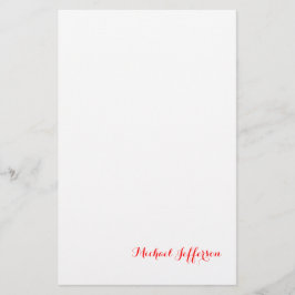 Handschrift Elegant Plain Eenvoudig Rood Wit Briefpapier