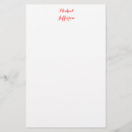 Handschrift Elegant Plain Eenvoudig Rood Wit Briefpapier