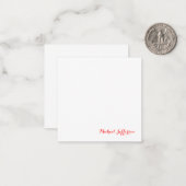 Handschrift Elegant Plain Eenvoudig Rood Wit Notitiekaartje (Voorkant / Achterkant in situ)