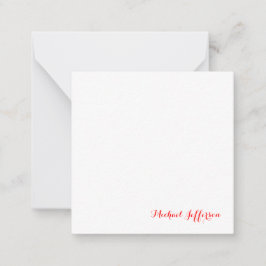 Handschrift Elegant Plain Eenvoudig Rood Wit Notitiekaartje