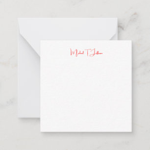 Handschrift Elegant Plain Eenvoudig Rood Wit Notitiekaartje