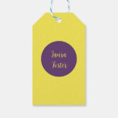 Handschrift Elegante naam Indigo & gele kleur Cadeaulabel (Achterkant)