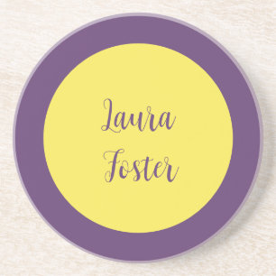 Handschrift Elegante naam Indigo & gele kleur Zandsteen Onderzetter