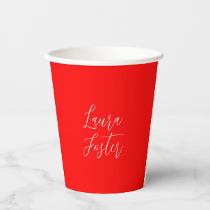 Handschrift Elegante naam Rode kleur Plain Papieren Bekers