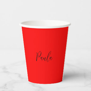 Handschrift Elegante naam Rode kleur Plain Papieren Bekers
