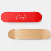 Handschrift Elegante naam Rode kleur Plain Skateboard (Horizontaal)