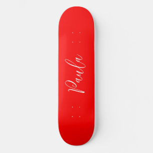 Handschrift Elegante naam Rode kleur Plain Skateboard