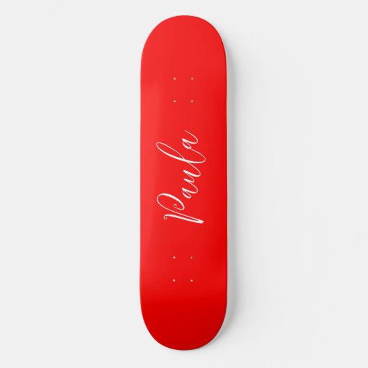 Handschrift Elegante naam Rode kleur Plain Skateboard (Voorkant)