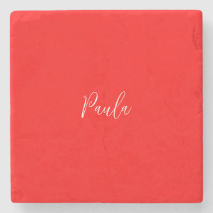 Handschrift Elegante naam Rode kleur Plain Stenen Onderzetter
