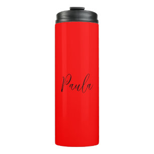 Handschrift Elegante naam Rode kleur Plain Thermosbeker