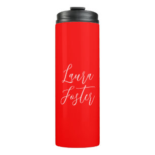 Handschrift Elegante naam Rode kleur Plain Thermosbeker