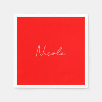 Handschrift Elegante naam Rood Wit Kleur Plain