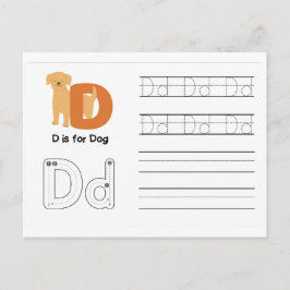 Handschrift FlashCards voor de kleuterschool | D,  Briefkaart
