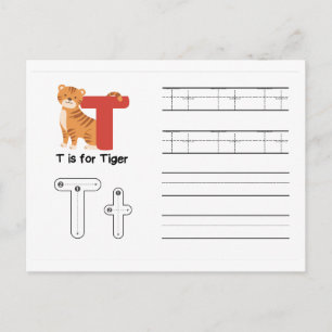 Handschrift FlashCards voor de kleuterschool   T,  Briefkaart