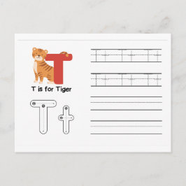 Handschrift FlashCards voor de kleuterschool | T,  Briefkaart