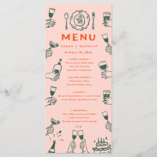 Handschrift Hand getrokken retro bruiloft menu