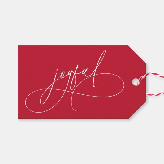 Handschrift Joyful Minimalist Red Cadeaulabel (Voorkant (Horizontaal))