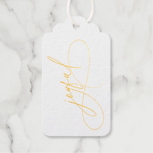 Handschrift Joyful Minimalist Wit & Goud Cadeaulabels (Voorkant)