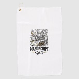 Handschrift Kat Kat Middeleeuwse Manuscript Vintag Golfhanddoek