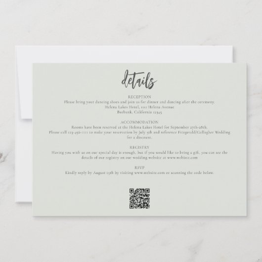 Handschrift met foto QR Code Informal Weddenschap Kaart (Achterkant)