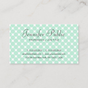Handschrift Modern elegant Mint Green White Busine Visitekaartje