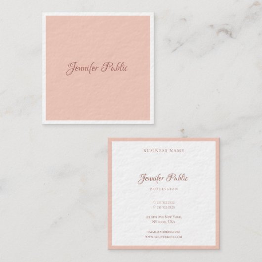Handschrift Modern Elegant Sjabloon Premium Thick Vierkante Visitekaartje (Voorkant / Achterkant)