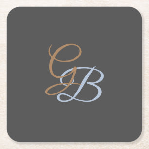 Handschrift modern gewoon monogram minimalist vierkante kartonnen onderzetter