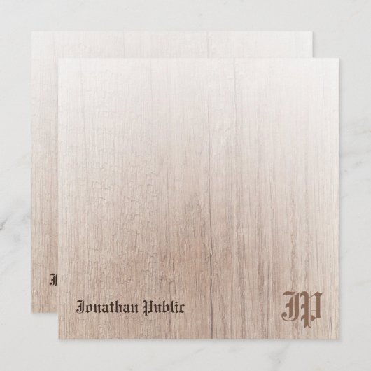 Handschrift Monogram Gepersonaliseerde Houtlook Notitiekaartje (Voorkant / Achterkant)
