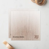 Handschrift Monogram Gepersonaliseerde Houtlook Notitiekaartje (Voorkant / Achterkant in situ)
