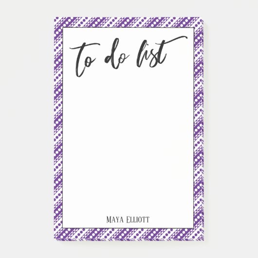 Handschrift om het Paarse witte patroon van het Re Post-it® Notes (Voorkant)