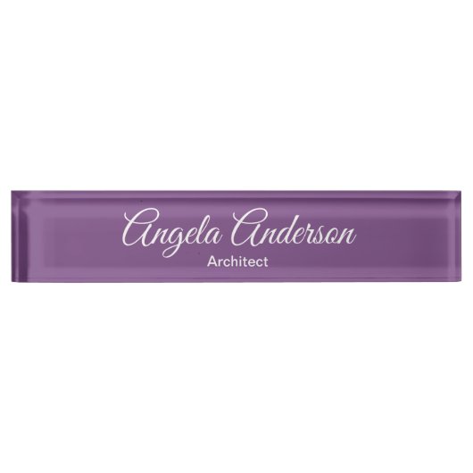 Handschrift Paarse Professional Plain Elegant Naambordje (Voorkant)