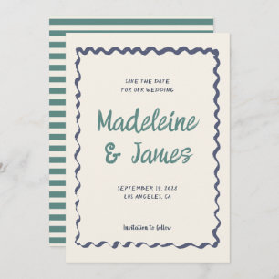 Handschrift pastel golvend Lijst retro bruiloft Save The Date