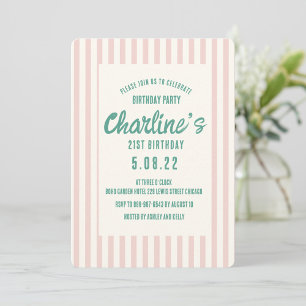 Handschrift Pastel Retro 21e verjaardagsfeestje Kaart
