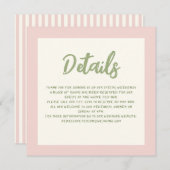 Handschrift Pinky Pastel Retro bruiloft details Kaart (Voorkant / Achterkant)