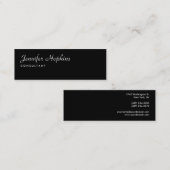 Handschrift Plain Black Modern Slim Vrouwelijk Mini Visitekaartje (Voorkant / Achterkant)