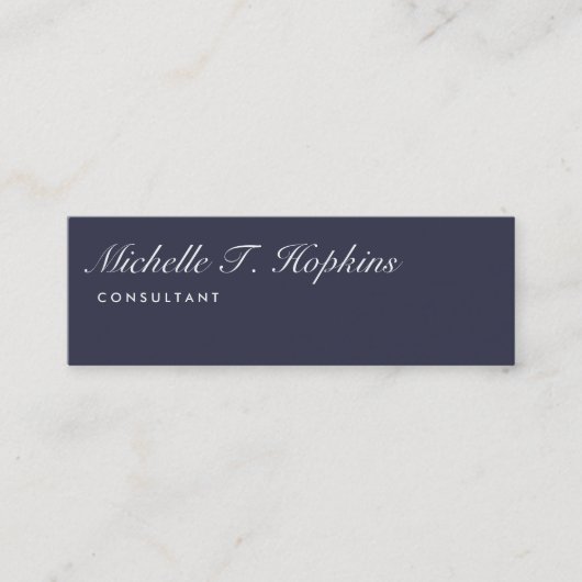 Handschrift Plain Midnight Blue Modern Feminine Mini Visitekaartje (Voorkant)