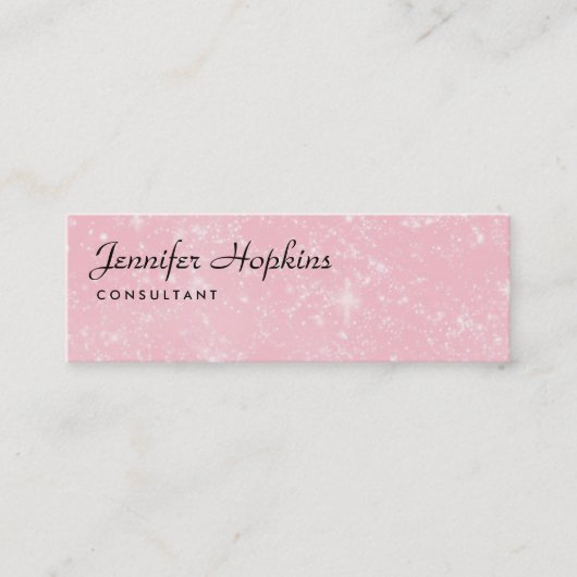 Handschrift Plain Pink Modern Slim Vrouwelijk Mini Visitekaartje (Voorkant)