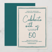 Handschrift Retro 50ste verjaardagsfeestje Kaart (Voorkant / Achterkant)