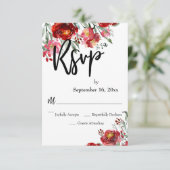 Handschrift RSVP Bourgogne Rode Herfst Bloemen (Staand voorkant)