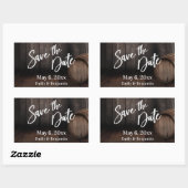 Handschrift Save the Date Brown Wooden Barrel Rechthoekige Sticker (Vel)