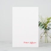 Handschrift Schrift Elegant Eenvoudig Rood Wit Briefpapier (Staand voorkant)