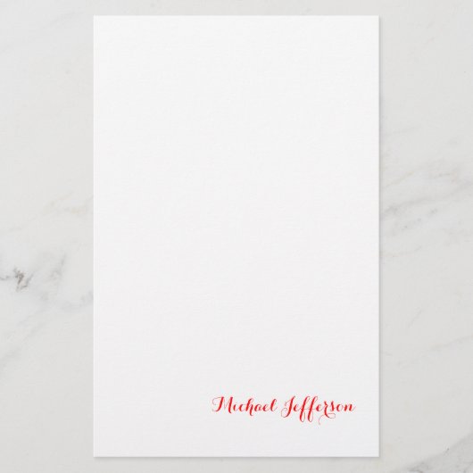 Handschrift Schrift Elegant Eenvoudig Rood Wit Briefpapier (Voorkant)