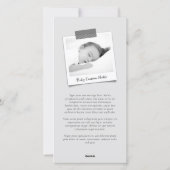 handschrift script baby's eerste nieuwe foto feestdagenkaart (Achterkant)